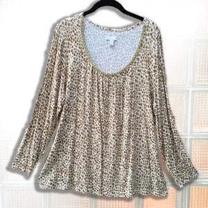 Charter Club printed knit embellished top